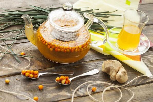 чай с морски зърнастец, джинджифил и мед за повишаване на потентността